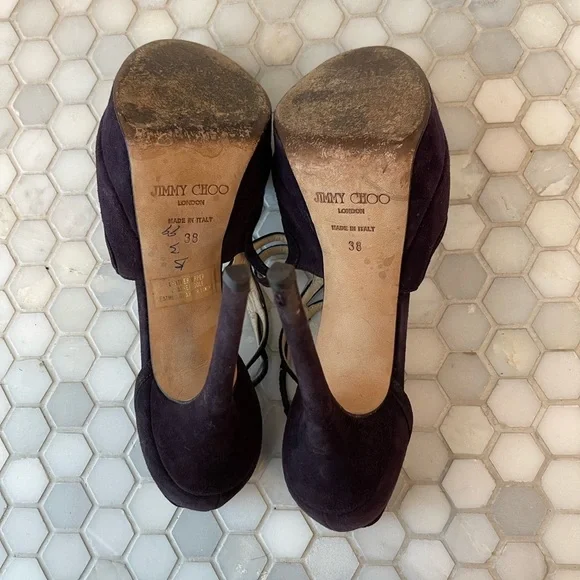 Jimmy Choo Purple Suede Fairview Heel - Picture 4 of 6